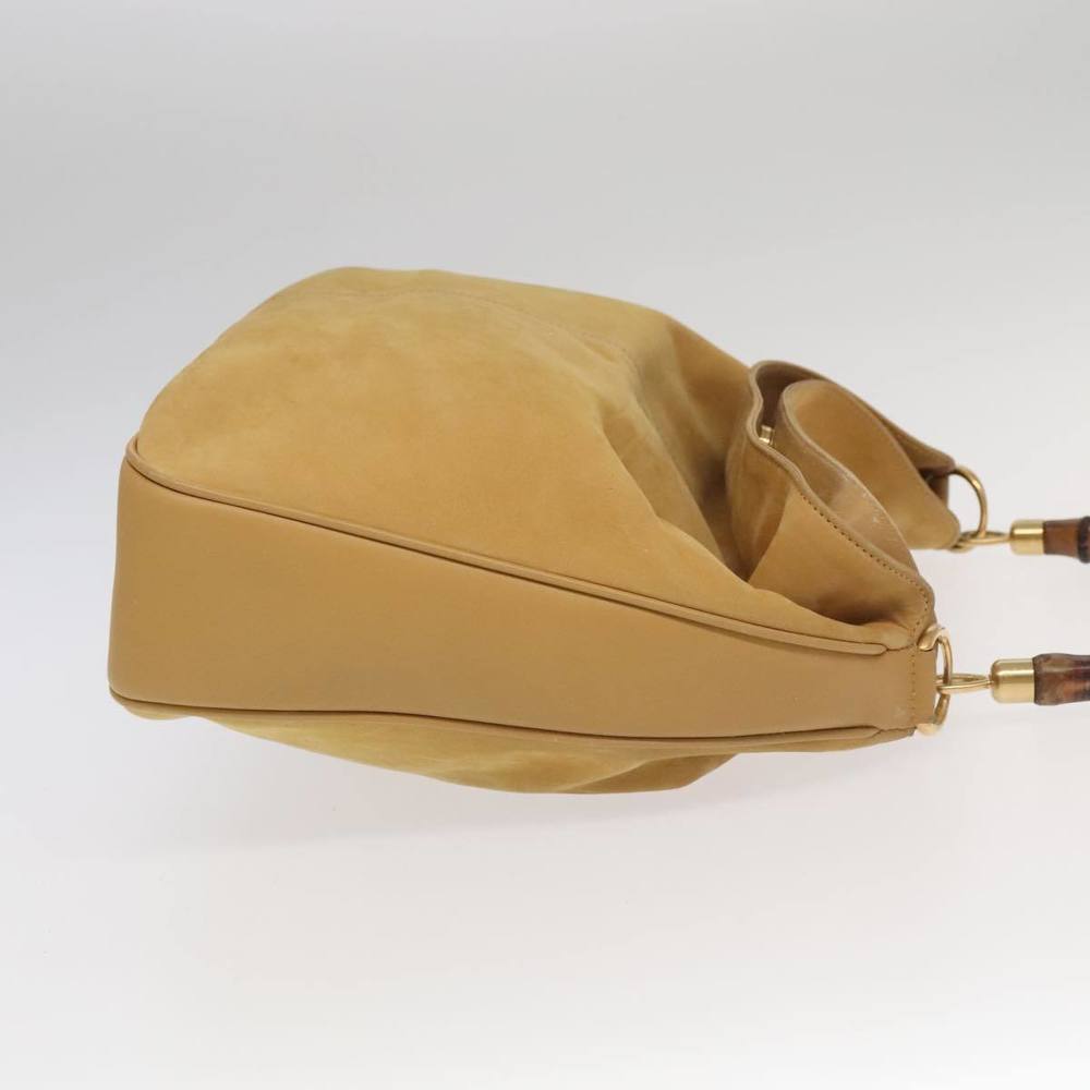 GUCCI Bamboo Hand Bag Leather 2way Beige Gold 001 14 1577 Auth bs19044 - Picture 3 of 16